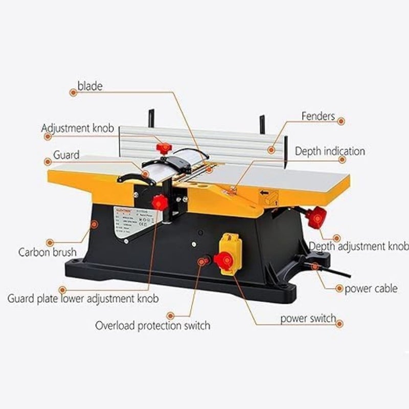 Benchtop Thickness Planer with 2 sets of planers, 1800W 12000rpm Wood Planer Thicknesser Machine, for Wood Cutting Woodworking and DIY - Image 4