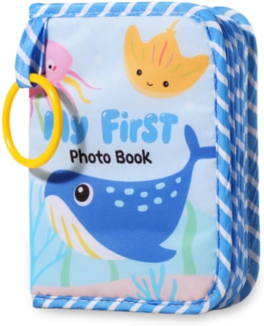 kizh Baby Photo Album and Memory Book for Newborns My First Photo Album for Baby Toddlers with Mirror 1st Birthday Book 4x6 Inch Photos Family Albums for Birthday Keepsake Animals in ocean
