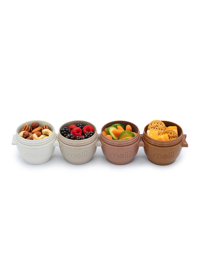 melii Snap & Go Baby Food Storage Containers for Kids with lids, Snack Containers, Freezer Safe, 2 oz - 6 Pack, Earth Tones - Image 2