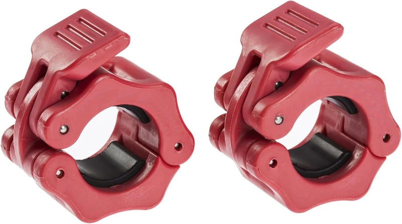 GW Tech Barbell Clamps 1 inch, Exercise Collars 1"(25mm) Quick Release Pair of Locking Collar Clips for Workout Weightlifting Fitness Training (Red) - Image 1