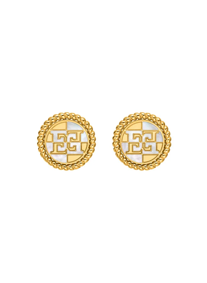 ESCADA Madelene Earrings for Women Mother-of-Pearl Stud, Iconic Logo, Twirl Design, Elegant and Timeless Jewelry