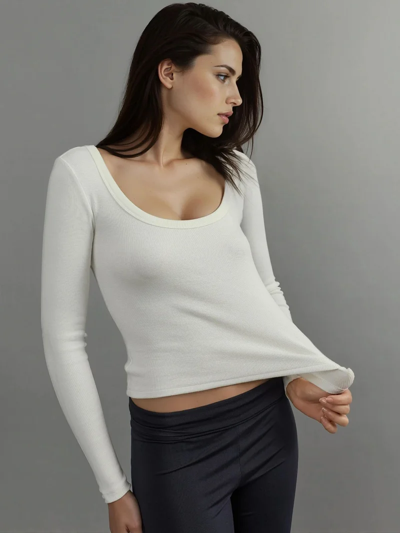 Hiccup Ivory Natural Basics Cotton Blended T-shirt for Women | Best Price UAE