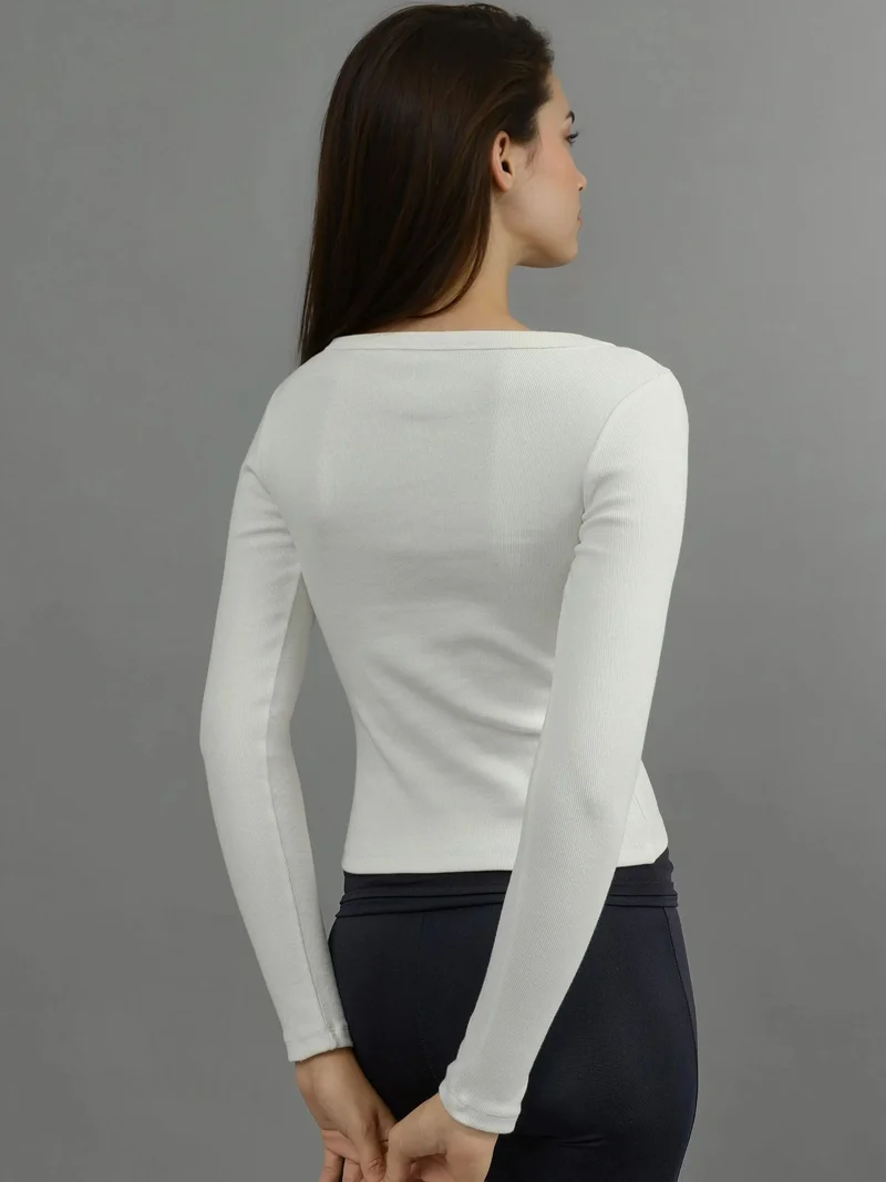 Hiccup Ivory Natural Basics Cotton Blended T-shirt for Women | Best Price UAE