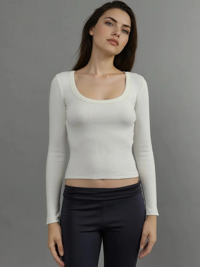 Hiccup Ivory Natural Basics Cotton Blended T-shirt for Women | Best Price UAE