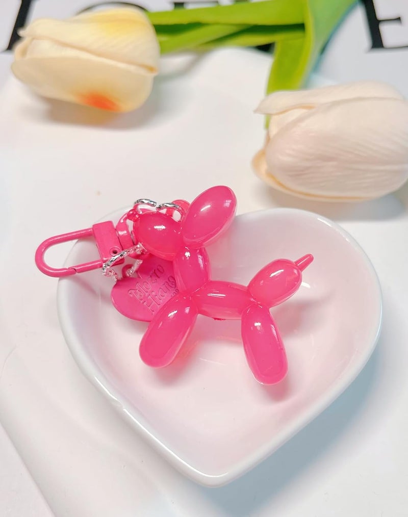Cute Keychain Rose Red + Rose Red Unique Dog Gelatin Balloon Design Key Ring - Premium Epoxy Resin & Alloy Material Multi-Purpose Key Holder for Women, Girls, Car Accessories, Bag Decor - Image 4