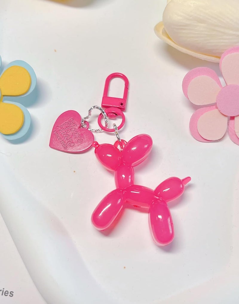 Cute Keychain Rose Red + Rose Red Unique Dog Gelatin Balloon Design Key Ring - Premium Epoxy Resin & Alloy Material Multi-Purpose Key Holder for Women, Girls, Car Accessories, Bag Decor - Image 3