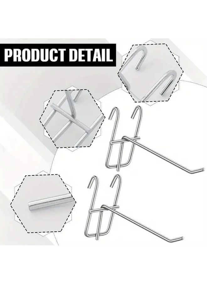12 Pcs Silvery Gridwall Hooks Display Panel Hangers For Retail Store Garage Wall - Image 4