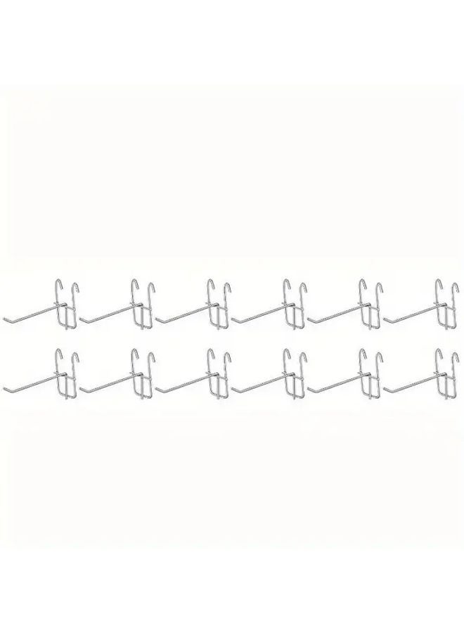 12 Pcs Silvery Gridwall Hooks Display Panel Hangers For Retail Store Garage Wall - Image 1