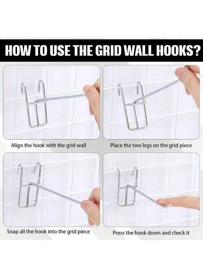 12 Pcs Silvery Gridwall Hooks Display Panel Hangers For Retail Store Garage Wall - Image 5