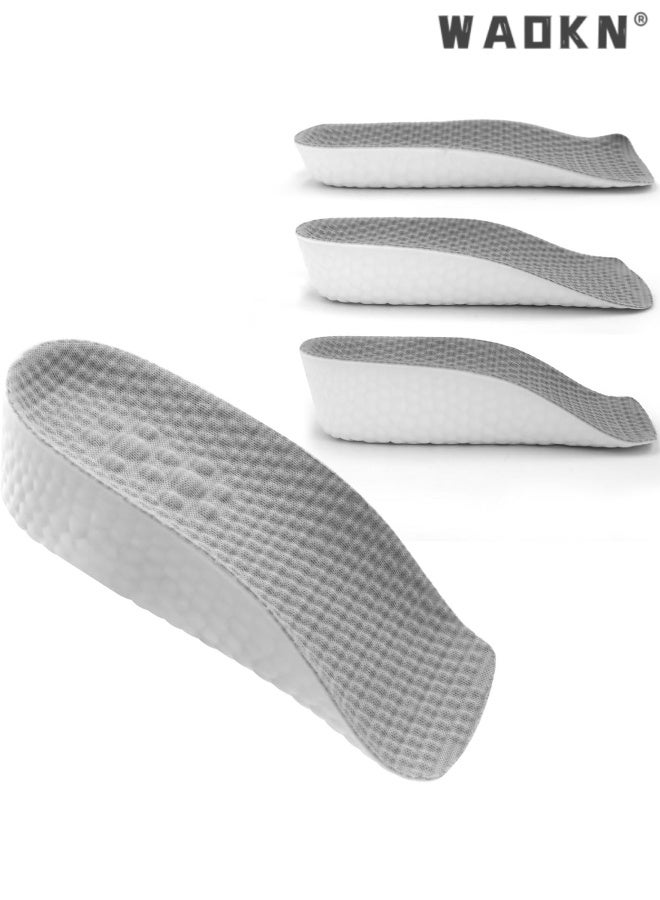 WAOKN 3 Pairs Height Increase Insoles for Men and Women, Foot Arch Contour Shoes Lifts for Men Orthopedic Heel Lift Cushion Gel Leg Discrepancy Balancer , Comfortable and not tiring feet , 1.5cm 2.5cm 3.5cm, Grey . - Image 1