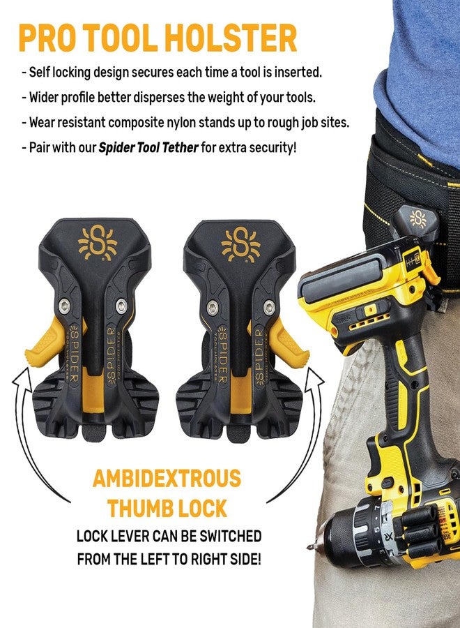 سبايدر جراب أداة Spider Pro + حزام أداة منع السقوط + مقبض أداة Pro + دبوس حفر + علامة تبويب أداة لاصقة - نظام حامل مُحسّن ومُثبت على الحزام ويُقفل ذاتيًا لأي أداة - Image 2