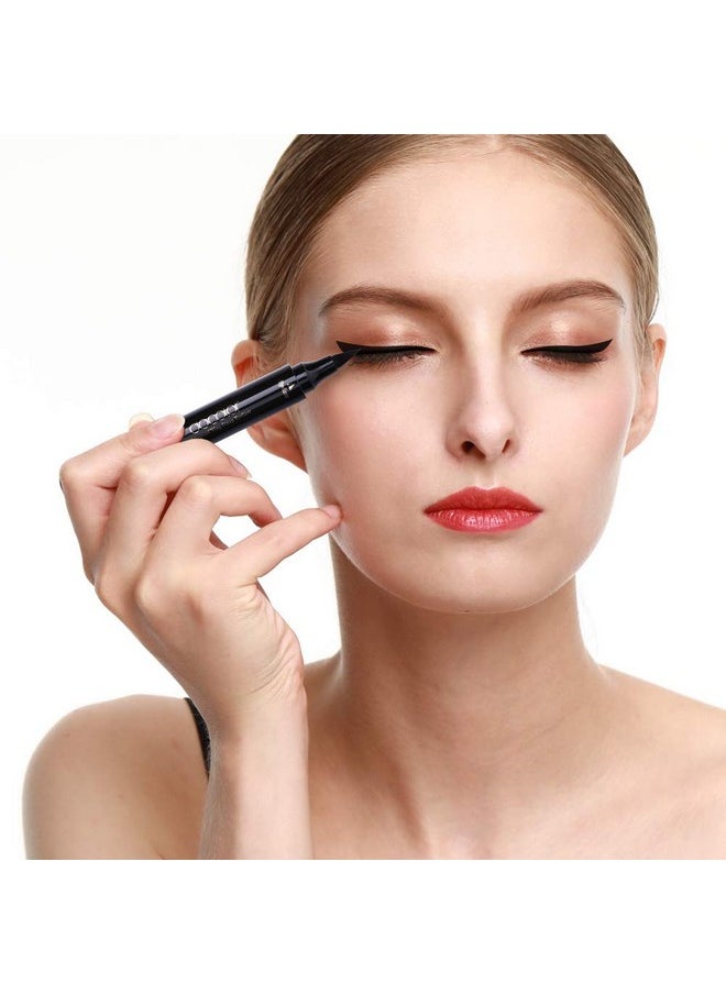 docolor - Eyeliner Stamp Double-Sided Liquid Winged Eye Liner Pen Waterproof Smudgeproof Long Lasting Wing Original Eyeliner Pen(1Pc,Black) - Image 1