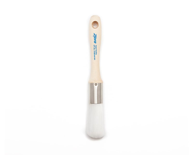 Zibra Round Paint Brush for Curved Surfaces and Ornate Details 1 in White Pro Grade