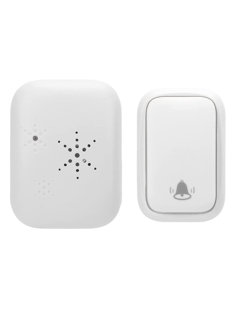 جرس باب لاسلكي يعمل بالطاقة الذاتية، لا يتطلب بطارية، طقم جرس باب لاسلكي، زر ضغط مقاوم للماء، نطاق 500 قدم مع 38 نغمة، 4 مستويات صوت وفلاش LED - قابس المملكة المتحدة أبيض - Image 1