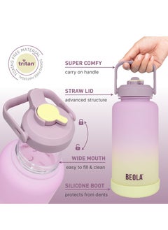BEOLA Motivational Water Bottle with Time Markers and Straw Lid - 1000ml, Morning Rose  - Image 3