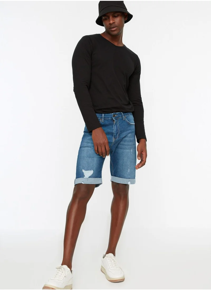 trendyol Distressed Denim Shorts