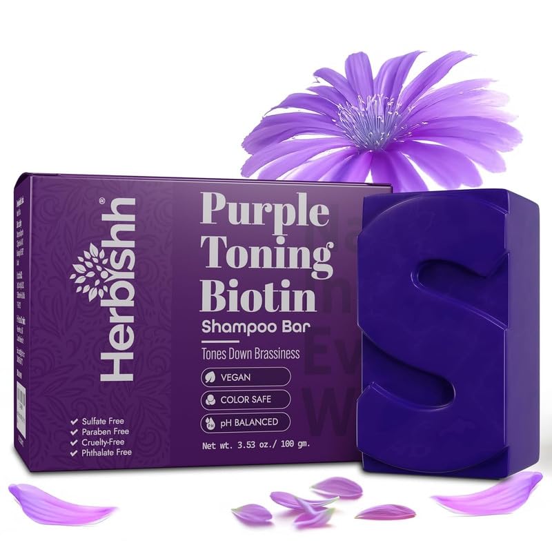 Herbishh Shampoo Bar for Hair Growth Strengthening Nourishing Solid Soap for Thinning Hair ParabenFree SulfateFree 353 oz Purple Shampoo Pack of 1 - Image 1