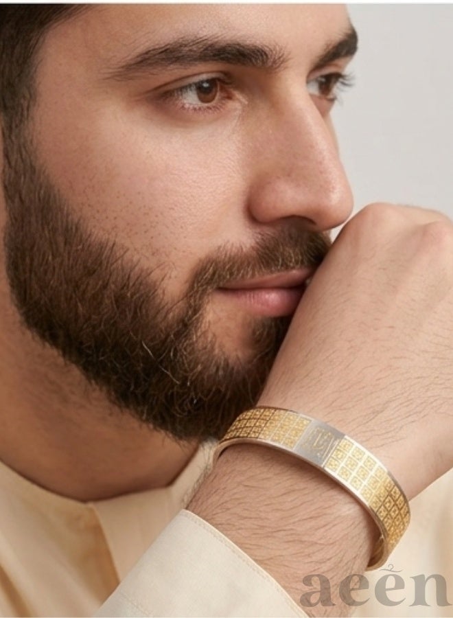 aeen 18K Gold Plated Stainless Steel Allah 99 Names Islamic Bracelet, Adjustable Arabic Calligraphy Bracelet, Muslim Religious Jewellery Gift for Men and Women - Image 5