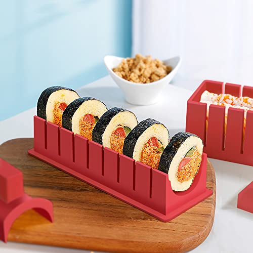 HI NINGER Sushi Making Kit Deluxe Edition Complete Sushi Maker Kit 12PCS Home Sushi Mold Press with Sushi Rice Roll Mold Shapes,Fork , Sushi Knife,Sushi Rolling Mat,Chopsticks - Image 5