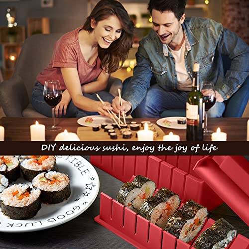 HI NINGER Sushi Making Kit Deluxe Edition Complete Sushi Maker Kit 12PCS Home Sushi Mold Press with Sushi Rice Roll Mold Shapes,Fork , Sushi Knife,Sushi Rolling Mat,Chopsticks - Image 4