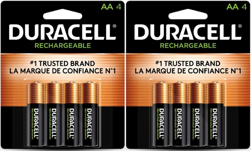 Procter & Gamble Duracell Rechargeable AA NiMH Batteries, MIGNON/HR6/DC1500, 2450mAh, 8-Count Package - Image 2