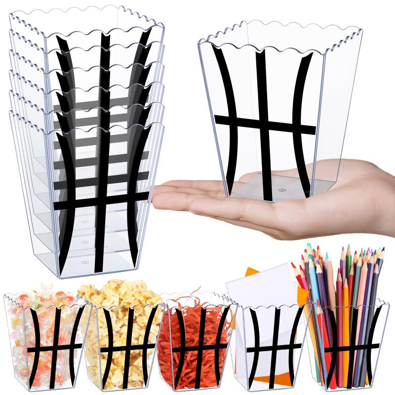 Vesici 6 Pcs Plastic Basketball Baskets for Gifts Empty Basketball Senior Night Gift Basket Clear Snack Popcorn Buckets Container for Sport Party Favor Holiday Gift Packaging - Image 1