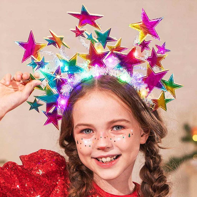 GORTIN Light up Star Headband LED Headpiece Carnival Festival Costume Hair Accessories for Women (Colorful) - Image 5