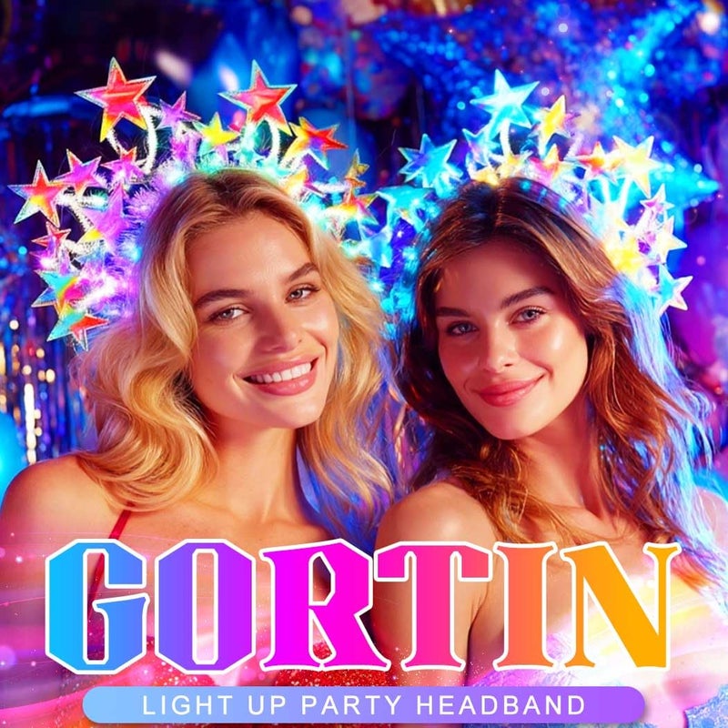 GORTIN Light up Star Headband LED Headpiece Carnival Festival Costume Hair Accessories for Women (Colorful) - Image 4