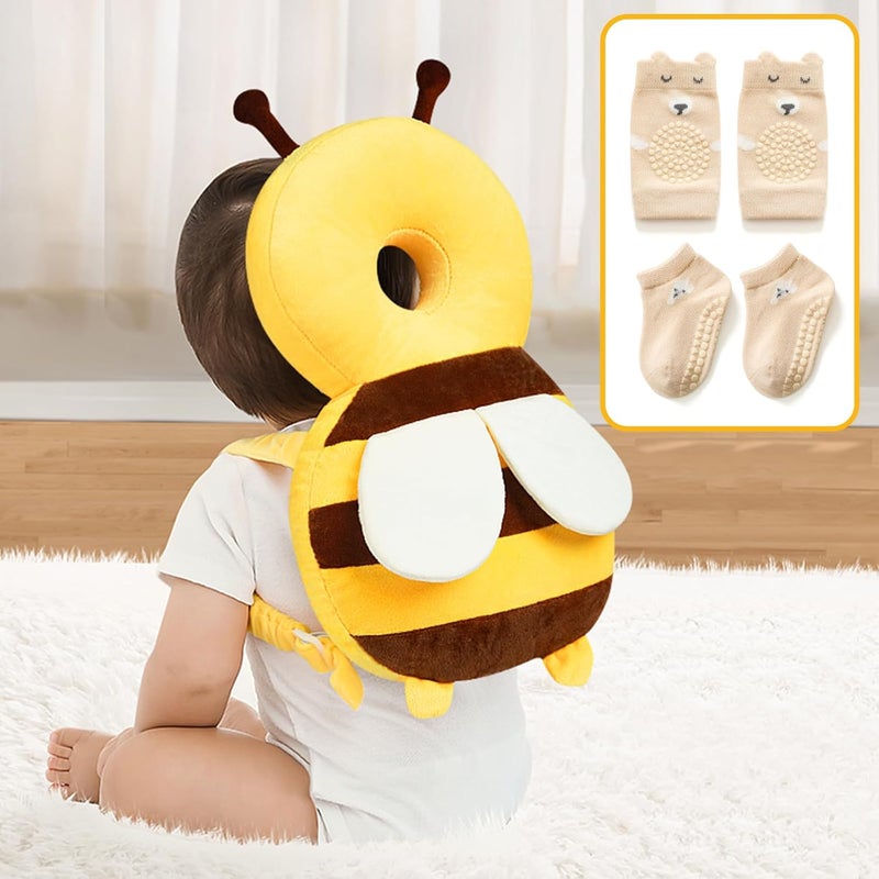Pucmaoci Baby Head Protector Backpack: Alarm Function,Adjustable and Ultra-Light(Bee) - Image 1