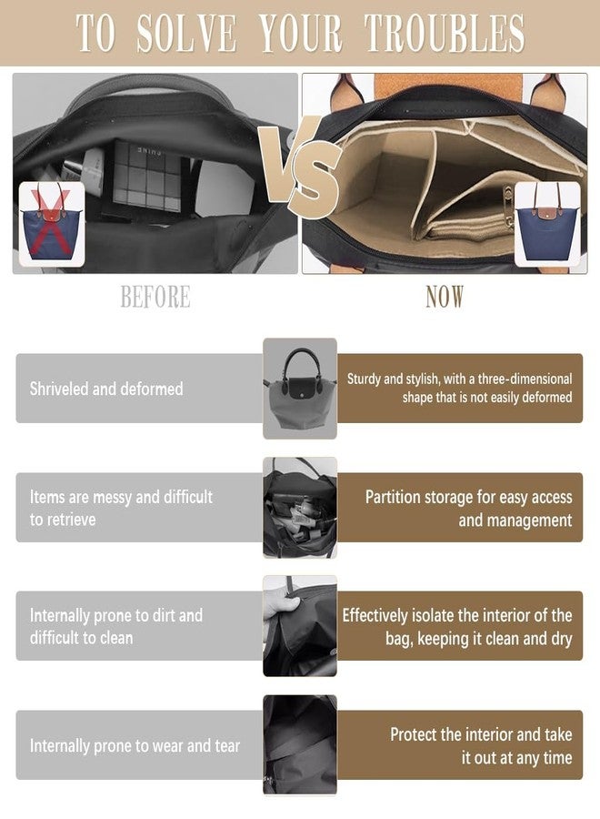  بالي حقيبة تنظيم مكياج من PALAY®، مصنوعة من اللباد، متعددة الجيوب، بطانة لحقيبة اليد، حقيبة تنظيم حقيبة اليد، حقيبة مكياج داخلية، 26 × 20 × 13 سم - Image 5