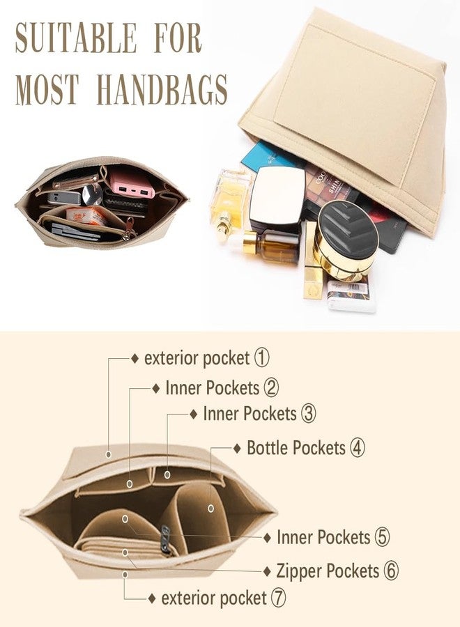  بالي حقيبة تنظيم مكياج من PALAY®، مصنوعة من اللباد، متعددة الجيوب، بطانة لحقيبة اليد، حقيبة تنظيم حقيبة اليد، حقيبة مكياج داخلية، 26 × 20 × 13 سم - Image 4