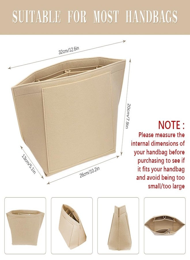  بالي حقيبة تنظيم مكياج من PALAY®، مصنوعة من اللباد، متعددة الجيوب، بطانة لحقيبة اليد، حقيبة تنظيم حقيبة اليد، حقيبة مكياج داخلية، 26 × 20 × 13 سم - Image 2