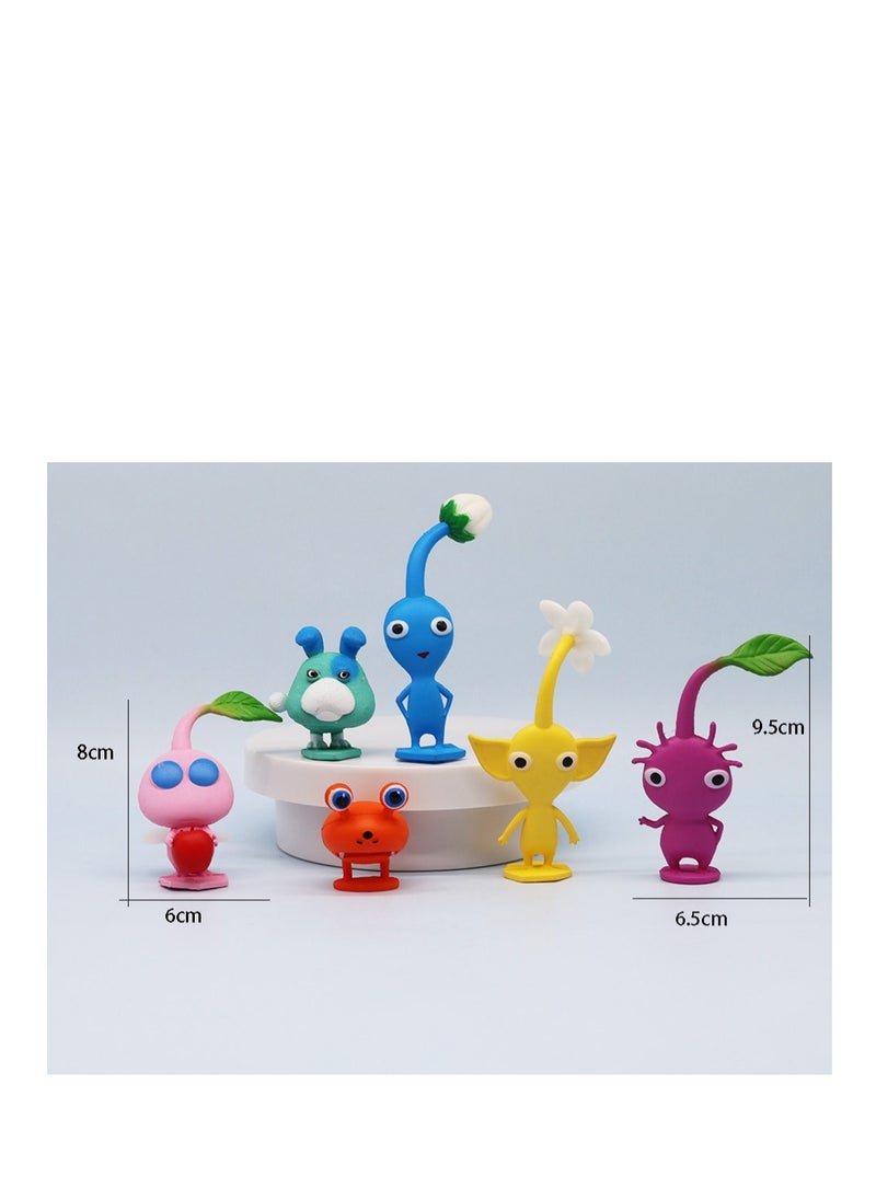 Y&D 6 Piece Pikmin  Figures,The Smiling Critters Action Figure Toys For Fans,Catnap Cartoon Monster Pikmin  Series Figures Model Birthday Cake Toppers  - Image 2