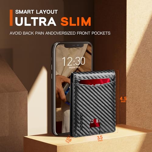 RUNBOX Wallet for Men Slim Leather Bifold RFID Blocking Minimalist Front Pocket Design with Gift Box - Image 3