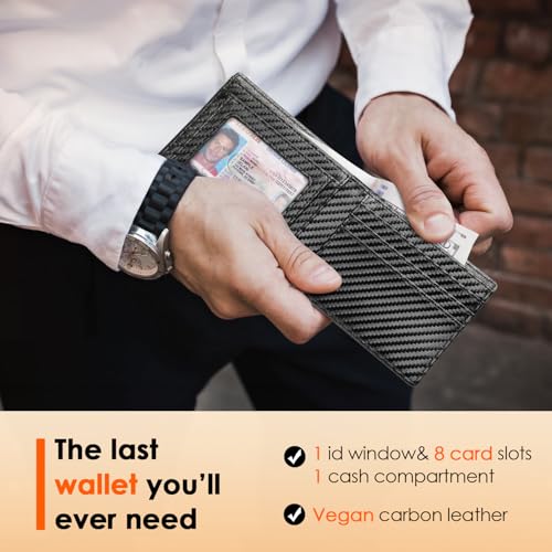 RUNBOX Wallet for Men Slim Leather Bifold RFID Blocking Minimalist Front Pocket Design with Gift Box - Image 2