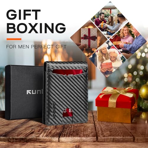 RUNBOX Wallet for Men Slim Leather Bifold RFID Blocking Minimalist Front Pocket Design with Gift Box - Image 5
