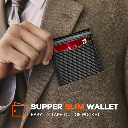 RUNBOX Wallet for Men Slim Leather Bifold RFID Blocking Minimalist Front Pocket Design with Gift Box - Image 4