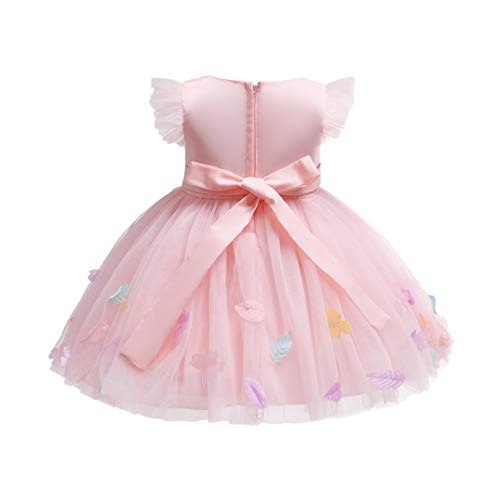 Glamulice Baby Girls Pink Flower Dress Infant First Birthday Outfit Wedding Bridesmaid Party Christmas Dresses 12-18 Toddler Little Princess Elegant Photo Shoot Formal Holiday Pageant Ball Gown 12M - Image 4