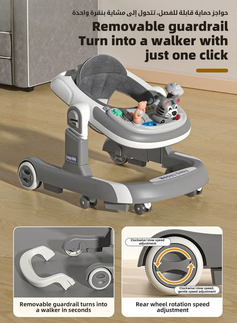 HOOKOR 3 In 1 Baby Walker for Kids, Multifunctional Round Kids Walker with Parent Push Handle, Baby Push Walker with Adjustable Height and Removable Dinner Plate for Infants Boys Girls 6 to 18 Months - Image 5