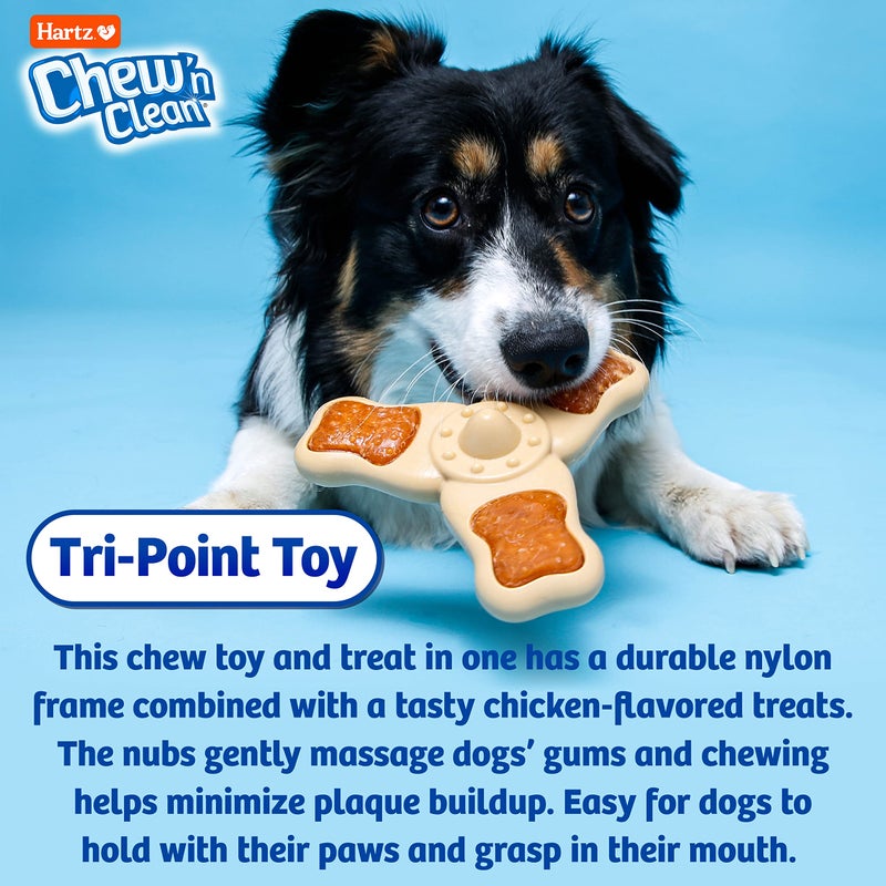 Hartz Chew â€˜n Clean Chew Toy and Treat in One Chicken Flavored Tri-Point Dog Toy, Medium - Image 5