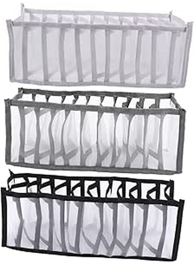 3Pcs Stackable Nylon Mesh Sock Storage Boxes Organizer For Closet Underwear Accessories - Image 1