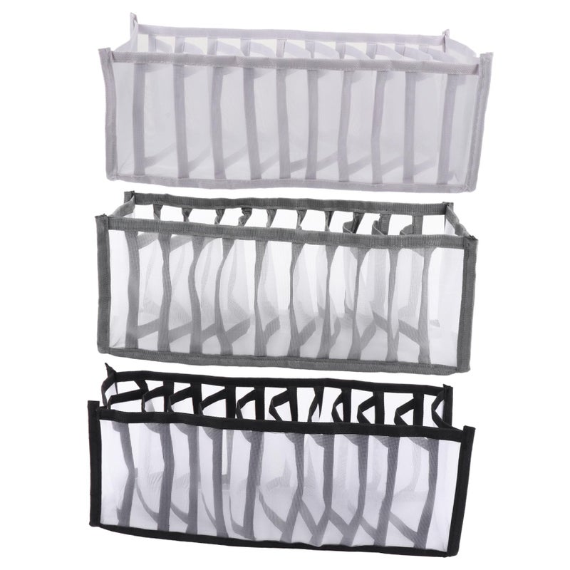 3Pcs Stackable Nylon Mesh Sock Storage Boxes Organizer For Closet Underwear Accessories - Image 2