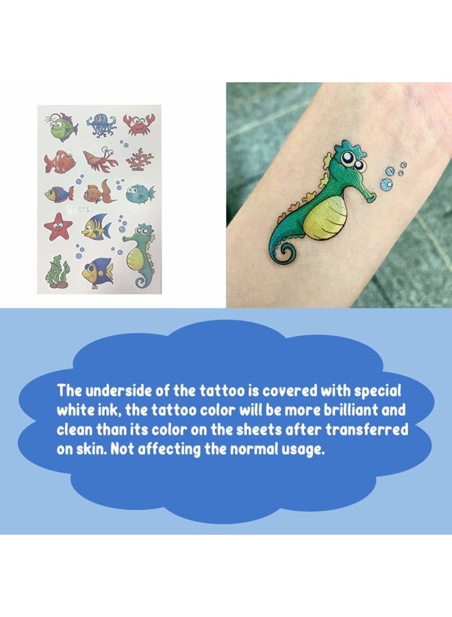 PARTYWIND 200 PCS Ocean Theme Temporary Tattoos for Kids, Beach Pool Under Sea Decorations Birthday Party Supplies Favors, Fake Tattoos Stickers With Mermaid Shark Tropical Fish Whale for Boys and Girls - Image 3