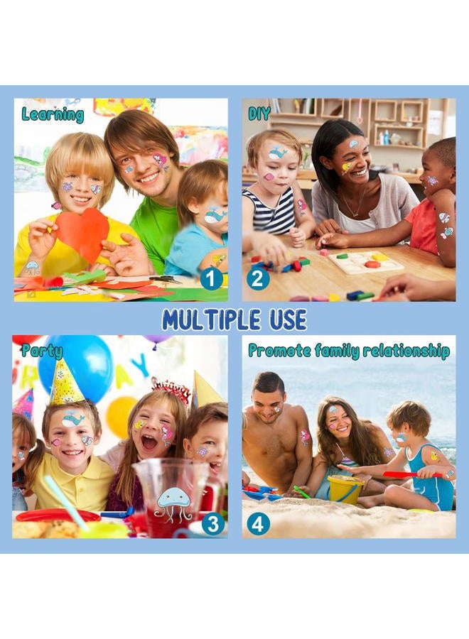 PARTYWIND 200 PCS Ocean Theme Temporary Tattoos for Kids, Beach Pool Under Sea Decorations Birthday Party Supplies Favors, Fake Tattoos Stickers With Mermaid Shark Tropical Fish Whale for Boys and Girls - Image 4