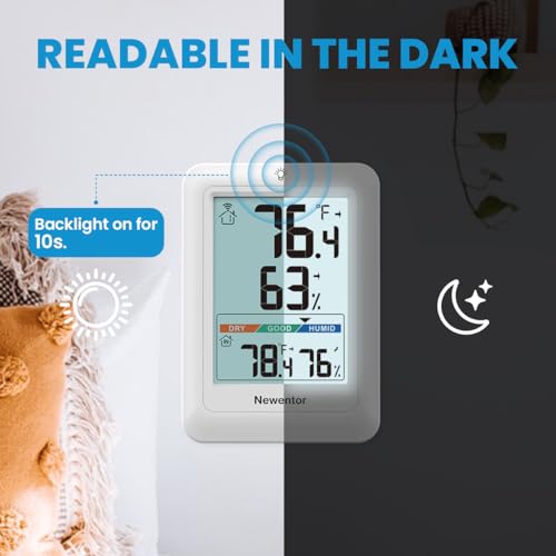 Newentor Indoor Outdoor Thermometer Wireless, Remote Temperature Monitor Hygrometer, Outside Inside Thermometers with Comfort Indicator, 4 Inch Screen, 328ft Range for Home Patio, White with 1 Sensor - Image 5