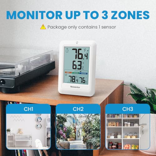 Newentor Indoor Outdoor Thermometer Wireless, Remote Temperature Monitor Hygrometer, Outside Inside Thermometers with Comfort Indicator, 4 Inch Screen, 328ft Range for Home Patio, White with 1 Sensor - Image 3