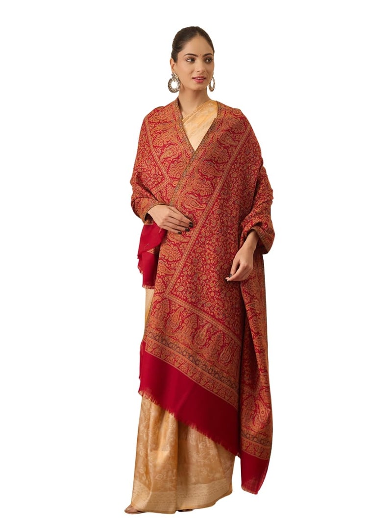 Pashmoda Women Jalwaa Kashmiri Jamawar Woven Design Shawl (Size: 40x80in, 101x203cm) SECS52 - Image 1