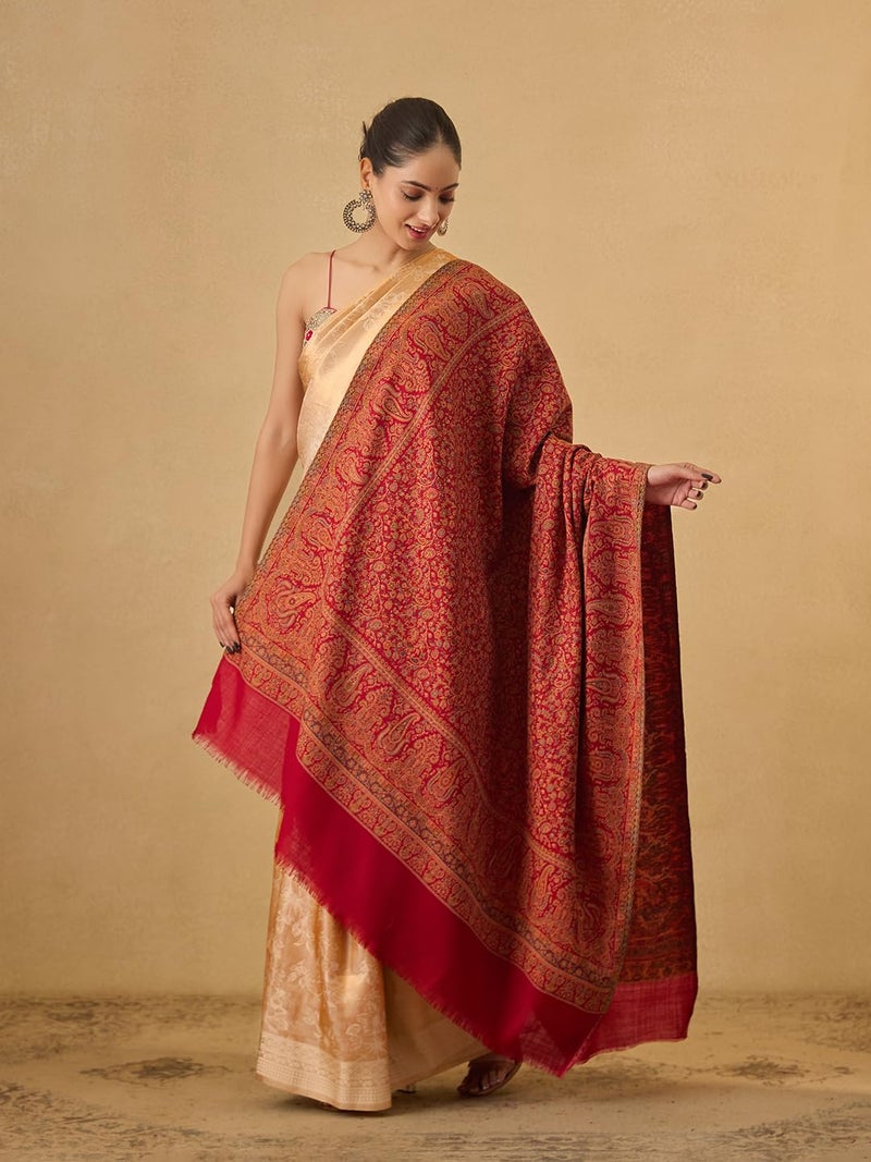 Pashmoda Women Jalwaa Kashmiri Jamawar Woven Design Shawl (Size: 40x80in, 101x203cm) SECS52 - Image 3
