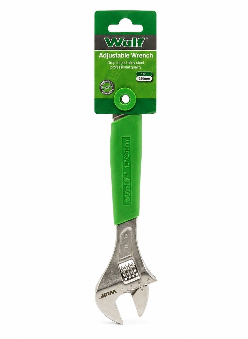 Wulf 10-Inch Adjustable Wrench 250mm Drop Forged Alloy Steel Spanner with Ergonomic Grip Laser Etched Metric Scale for Automotive Plumbing Industrial Maintenance and Household DIY Repair Hand Tool - Image 1