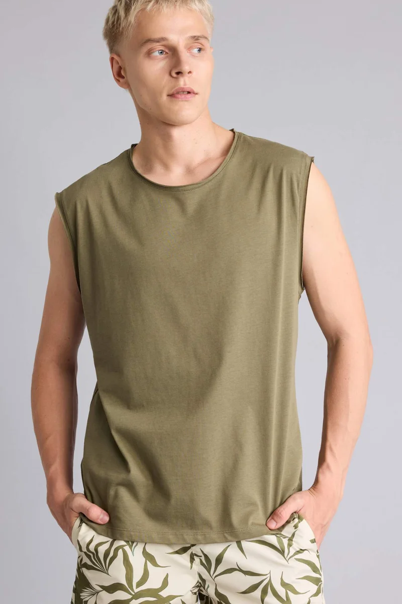 ديفاكتو 100% Cotton Boxy Fit Crew Neck Tank Top